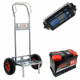 Kit complet : chariot porte batterie Geotech + batterie 95 Ah + chargeur Awelco Automatic 20