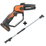 Worx WG324E - Potatore manuale a batteria 20V 2 Ah + asta di prolunga