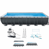 Intex Ultra XTR Frame 26368NP - Piscina elevada + Kit Limpieza y Voleibol