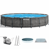 Piscina redonda Intex Prisma Frame Greywood 26744NP