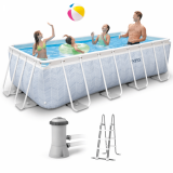 Intex Prisma Frame Chevron 26780NP - Piscina elevada + Bomba de filtro y Escalera