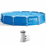 Piscina Redonda Intex Metal Frame 28212NP + Bomba de filtro