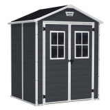 Keter Manor negra - Caseta de jardín - Con ventanas delanteras