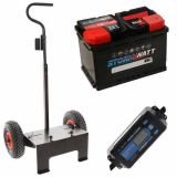 Kit complet: chariot Volpi + batterie 100 Ah + chargeur de batterie Awelco Automatic 20