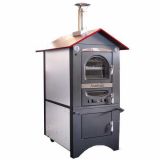 AgriEuro Medius Plus 100 EXT - Four à bois en acier d'extérieur - Ventilé - Toit rouge