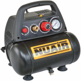 Nuair New Vento 200/8/6 - Compresor de aire eléctrico portátil monofásico, sin aceite - Motor 1.5 HP - 6 L