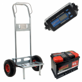 Kit complet : chariot porte batterie Geotech + batterie 90 Ah + chargeur Awelco Automatic 20