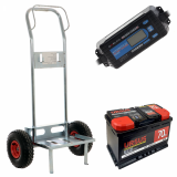 Kit complet : chariot porte batterie Geotech + batterie 70ah + chargeur Awelco Automatic 20