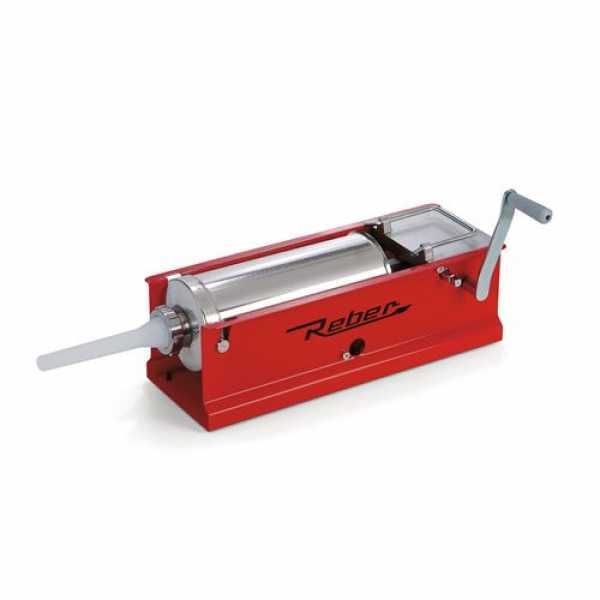 Embutidora manual de mesa roja Reber 8950 N de dos velocidades, capacidad 5 kg