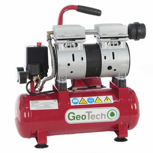 GeoTech S-AC-9-8-07 - Compresor de aire eléctrico silencioso compracto portátil - Motor 0.7 HP - 8 bar