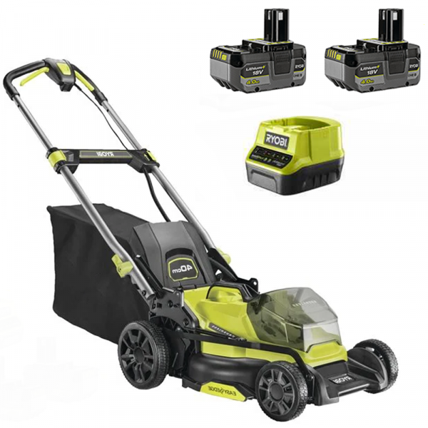 Ryobi RY18LMX40C-240 -Akku Rasenmäher - 2x18V/4Ah - Schnittbreite 40 cm