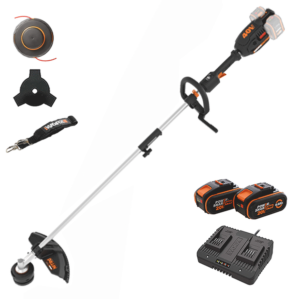 Worx NITRO WG186E - Decespugliatore multifunzione a batteria - 2x20V/4Ah