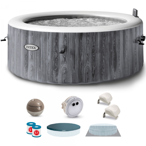 Intex Redonda Greywood Deluxe 28442EX - Piscina de hidromasaje spa