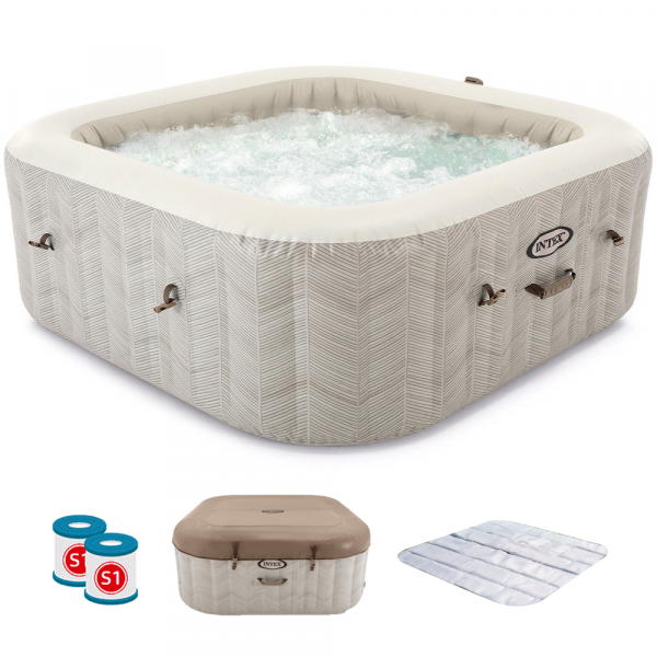 Spa hinchable de hidromasaje Intex Cuadrada Chevron Deluxe 28472EX