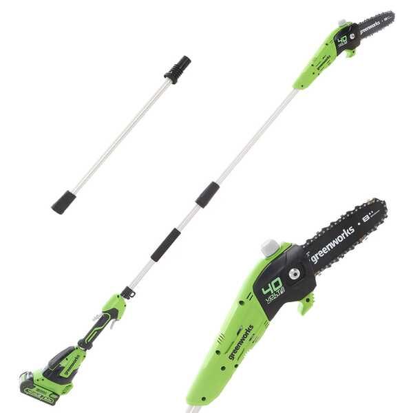 Akku-Astkettensäge Greenworks G40PSF 40V - mit Schultergurt und Teleskopschaft- Batterie 2A